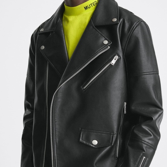 Zara leather biker jacket XL - Picture 3 of 7